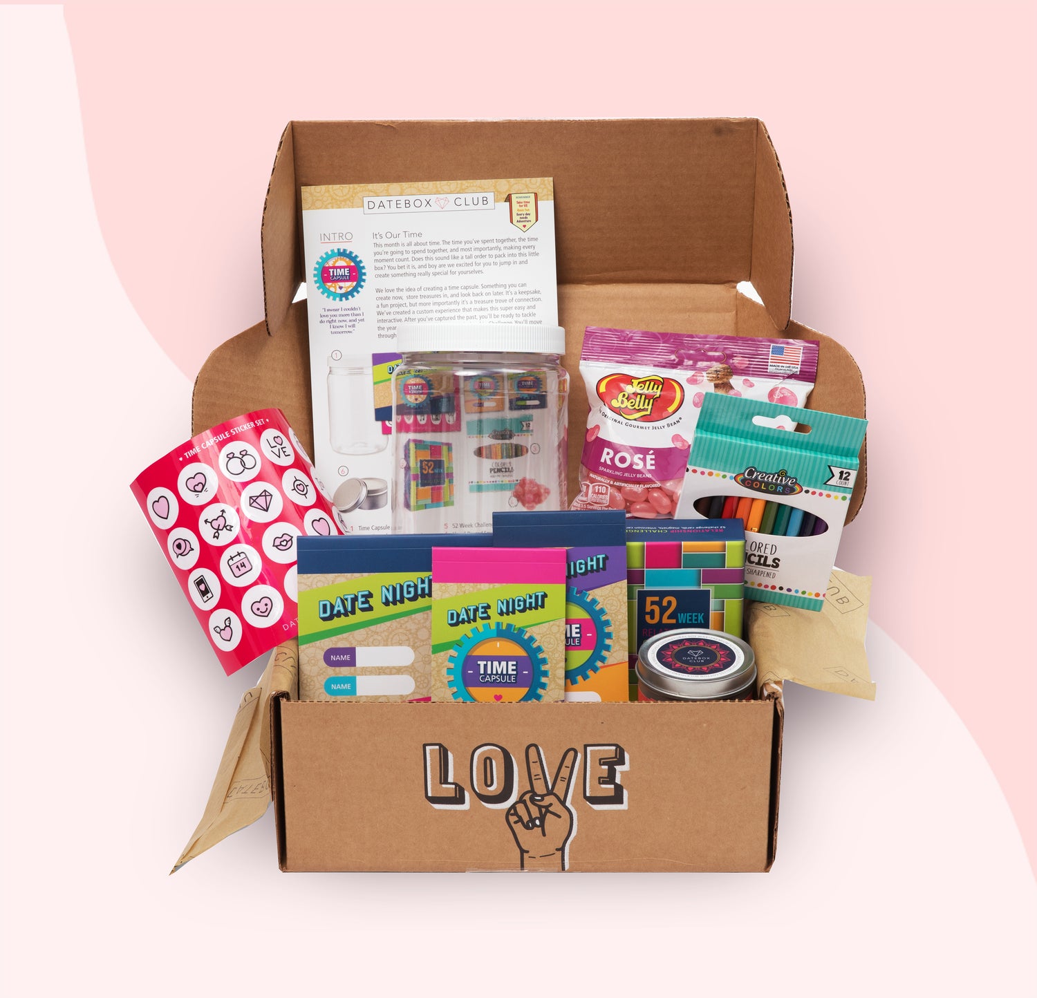 Time Capsule DateBox, date night box, Couples date night at home, words of affirmation