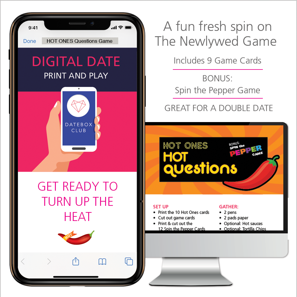 A fun fresh spin on The Newlywed Game. Includes 9 Game Cards + Bonus Spin the Pepper Game. Great for a double date!