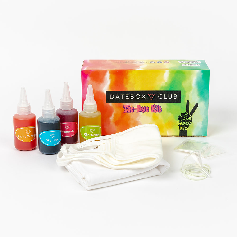 Datebox Club Tie Dye Kit: Gift for Couple, & Friends – Ultimate Tie Dye Experience with Fabric Paint, Masks, Bandanas, & Accessories for Fun & Easy