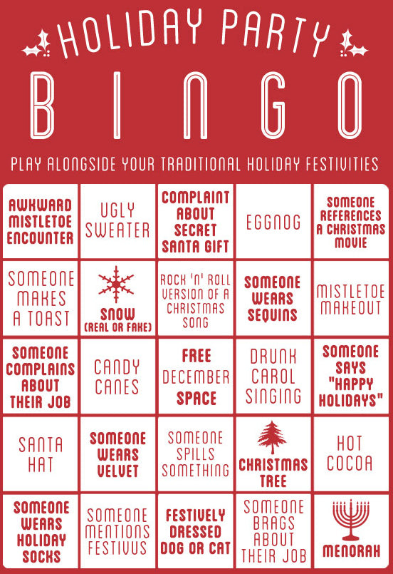 Funny Holiday Party Bingo Cards to Play With Your Family